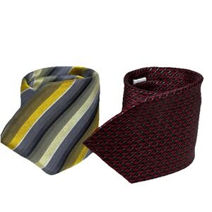 Arrow Mens Tie Red Plaid Geo Stripe Woven Necktie 100% Silk Formal Business Work